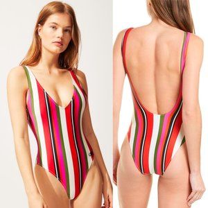 Solid & Striped Michelle Watermelon Striped One Piece Bathing Suit